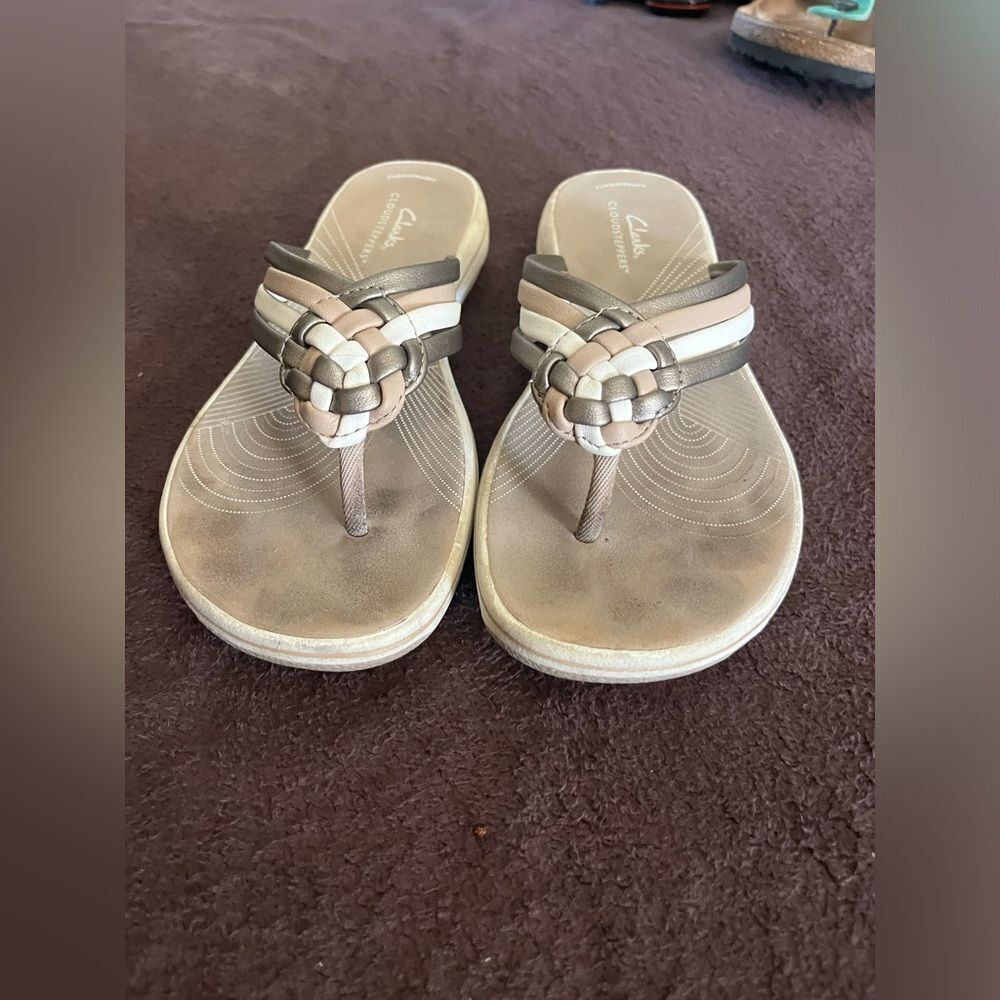 Clarks Cloudsteppers Sandal Metallic Multi Color Women Size 7 - Picture 3 of 7